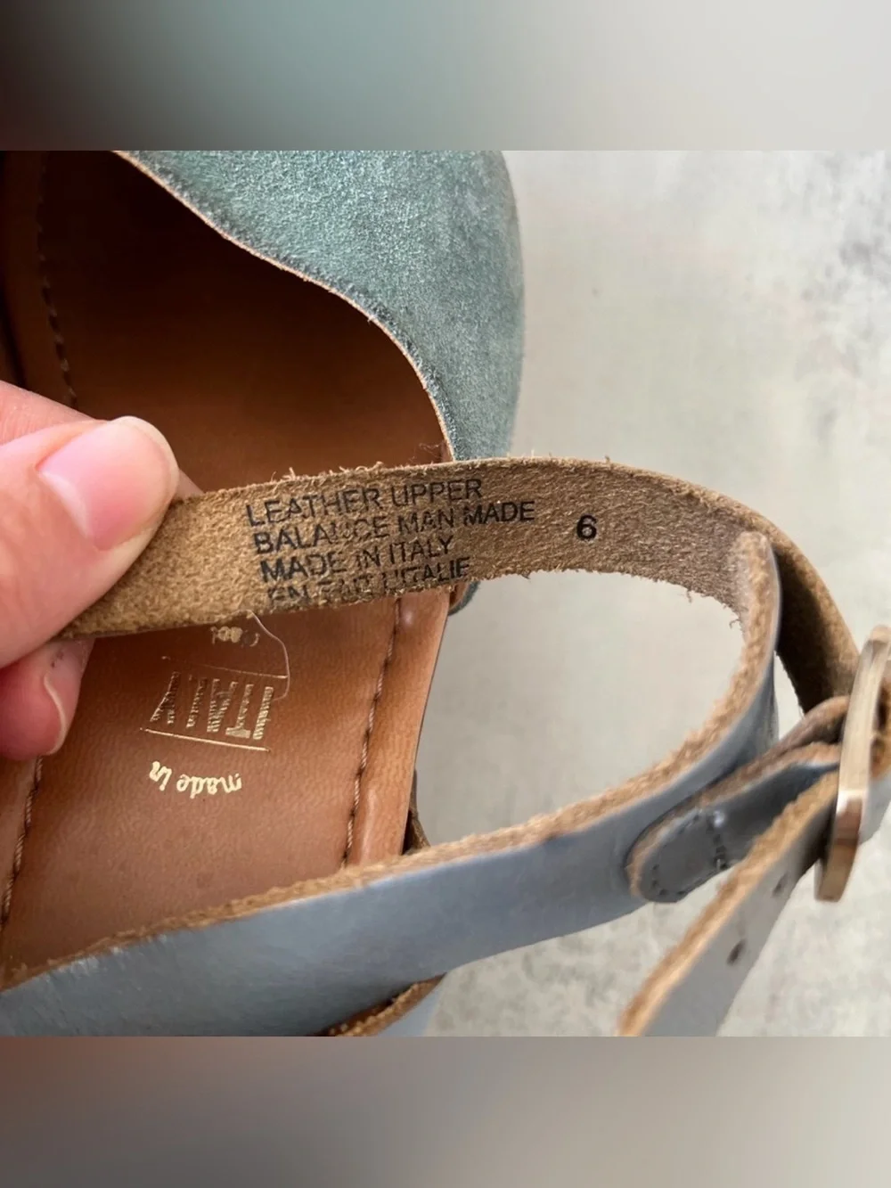 Seychelles Forward Seafoam Suede Wood Platform Wedge Sandals Size 6